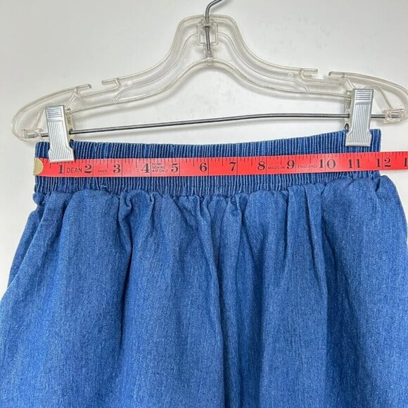 High Waist Flouncy Chambray Denim Shorts Navy - Picture 6 of 7